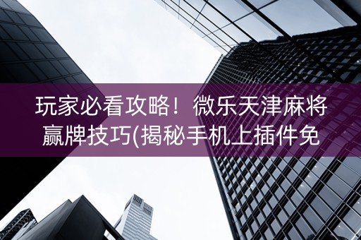 玩家必看攻略！微乐天津麻将赢牌技巧(揭秘手机上插件免费)