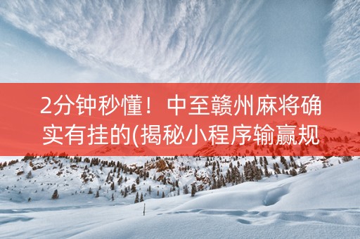 2分钟秒懂！中至赣州麻将确实有挂的(揭秘小程序输赢规律)