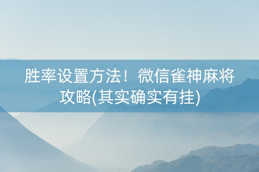 胜率设置方法！微信雀神麻将攻略(其实确实有挂)