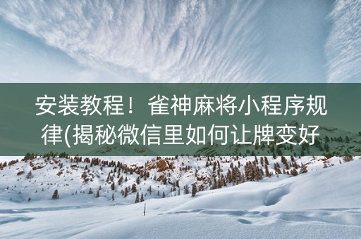 安装教程！雀神麻将小程序规律(揭秘微信里如何让牌变好)