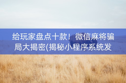 给玩家盘点十款！微信麻将骗局大揭密(揭秘小程序系统发好牌)