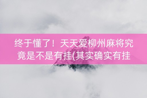 终于懂了！天天爱柳州麻将究竟是不是有挂(其实确实有挂)
