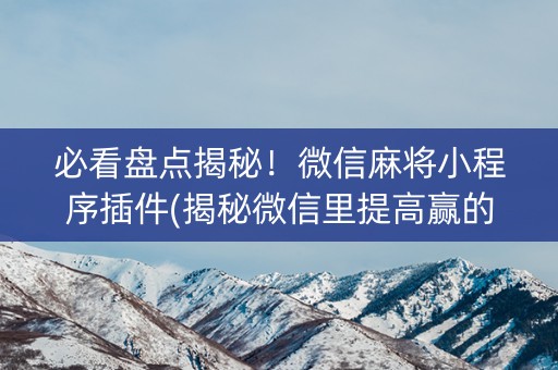 必看盘点揭秘！微信麻将小程序插件(揭秘微信里提高赢的概率)
