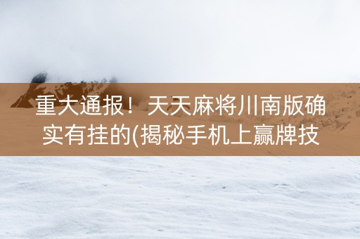 重大通报！天天麻将川南版确实有挂的(揭秘手机上赢牌技巧)