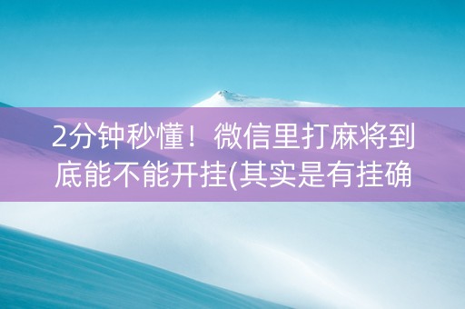 2分钟秒懂！微信里打麻将到底能不能开挂(其实是有挂确实有挂)