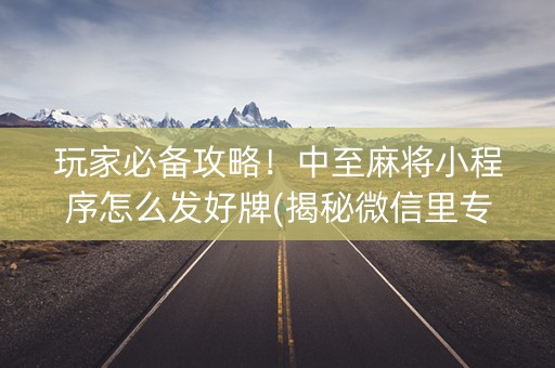 玩家必备攻略！中至麻将小程序怎么发好牌(揭秘微信里专用神器)