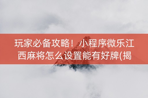 玩家必备攻略！小程序微乐江西麻将怎么设置能有好牌(揭秘小程序赢的诀窍)