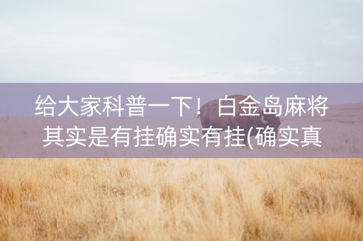 给大家科普一下！白金岛麻将其实是有挂确实有挂(确实真的有挂)