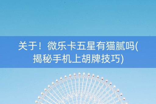 关于！微乐卡五星有猫腻吗(揭秘手机上胡牌技巧)