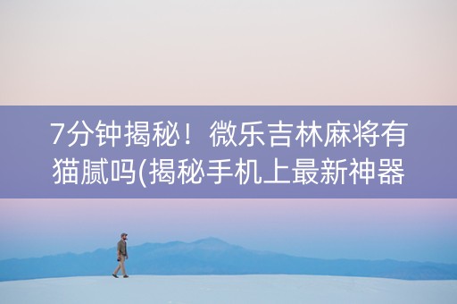 7分钟揭秘！微乐吉林麻将有猫腻吗(揭秘手机上最新神器下载)