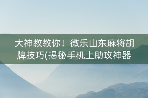 大神教教你！微乐山东麻将胡牌技巧(揭秘手机上助攻神器)