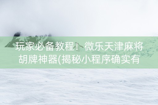 玩家必备教程！微乐天津麻将胡牌神器(揭秘小程序确实有猫腻)