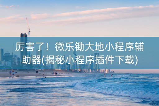 厉害了！微乐锄大地小程序辅助器(揭秘小程序插件下载)