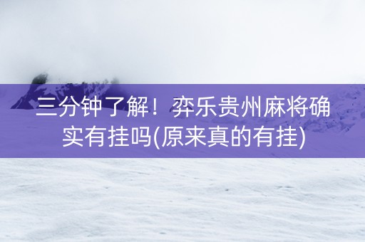 三分钟了解！弈乐贵州麻将确实有挂吗(原来真的有挂)