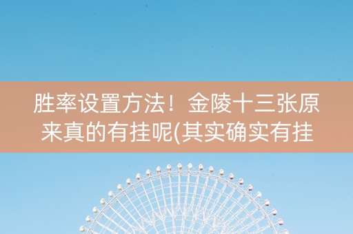 胜率设置方法！金陵十三张原来真的有挂呢(其实确实有挂)