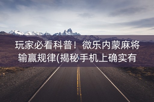玩家必看科普！微乐内蒙麻将输赢规律(揭秘手机上确实有猫腻)