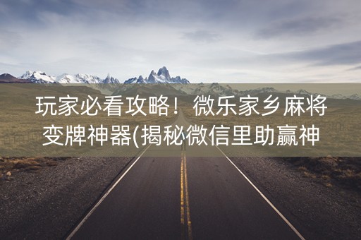 玩家必看攻略！微乐家乡麻将变牌神器(揭秘微信里助赢神器购买)