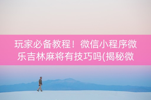 玩家必备教程！微信小程序微乐吉林麻将有技巧吗(揭秘微信里胜率到哪调)