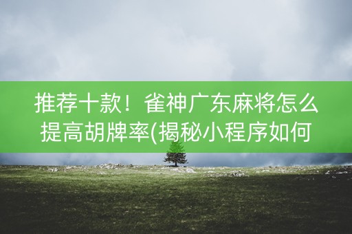 推荐十款！雀神广东麻将怎么提高胡牌率(揭秘小程序如何让牌变好)