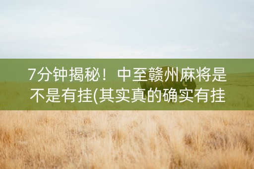 7分钟揭秘！中至赣州麻将是不是有挂(其实真的确实有挂)