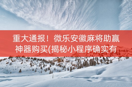 重大通报！微乐安徽麻将助赢神器购买(揭秘小程序确实有猫腻)