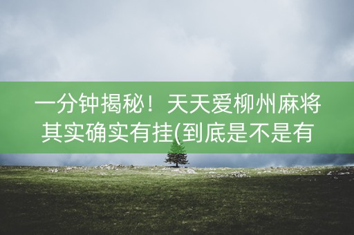 一分钟揭秘！天天爱柳州麻将其实确实有挂(到底是不是有挂)