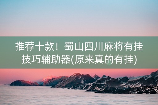 推荐十款！蜀山四川麻将有挂技巧辅助器(原来真的有挂)