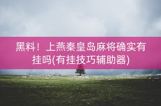 黑料！上燕秦皇岛麻将确实有挂吗(有挂技巧辅助器)