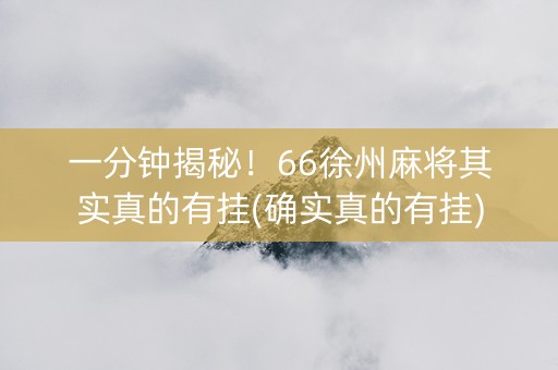 一分钟揭秘！66徐州麻将其实真的有挂(确实真的有挂)