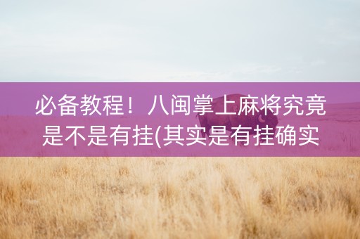 必备教程！八闽掌上麻将究竟是不是有挂(其实是有挂确实有挂)