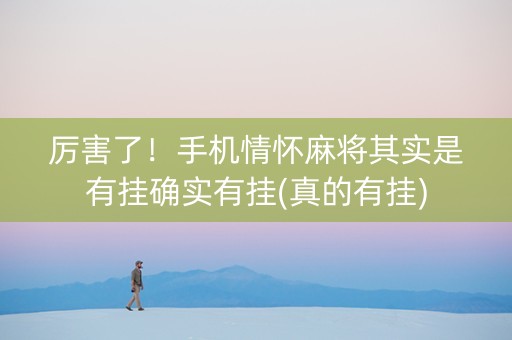 厉害了！手机情怀麻将其实是有挂确实有挂(真的有挂)