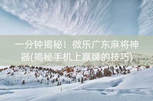 一分钟揭秘！微乐广东麻将神器(揭秘手机上赢牌的技巧)