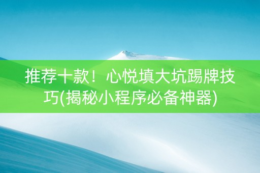 推荐十款！心悦填大坑踢牌技巧(揭秘小程序必备神器)