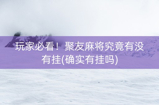玩家必看！聚友麻将究竟有没有挂(确实有挂吗)