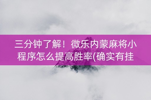 三分钟了解！微乐内蒙麻将小程序怎么提高胜率(确实有挂吗)