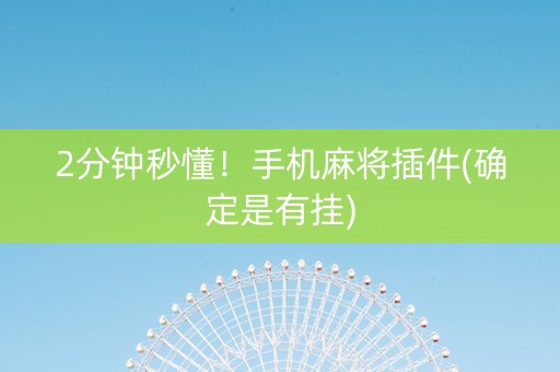 2分钟秒懂！手机麻将插件(确定是有挂)
