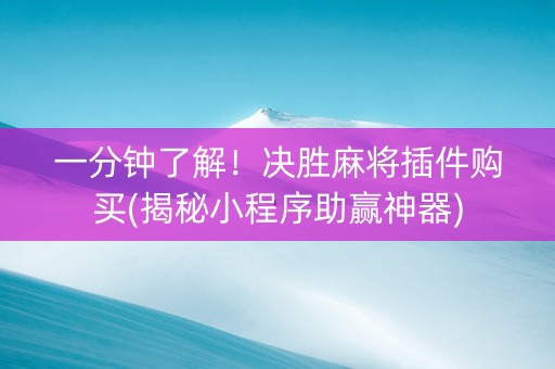 一分钟了解！决胜麻将插件购买(揭秘小程序助赢神器)