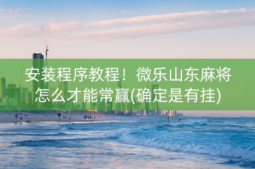 安装程序教程！微乐山东麻将怎么才能常赢(确定是有挂)