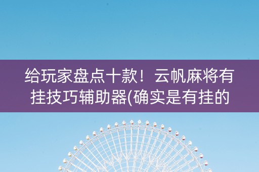 给玩家盘点十款！云帆麻将有挂技巧辅助器(确实是有挂的)