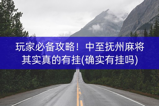 玩家必备攻略！中至抚州麻将其实真的有挂(确实有挂吗)