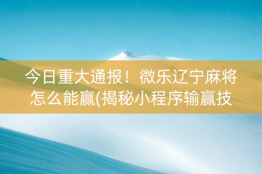 今日重大通报！微乐辽宁麻将怎么能赢(揭秘小程序输赢技巧)