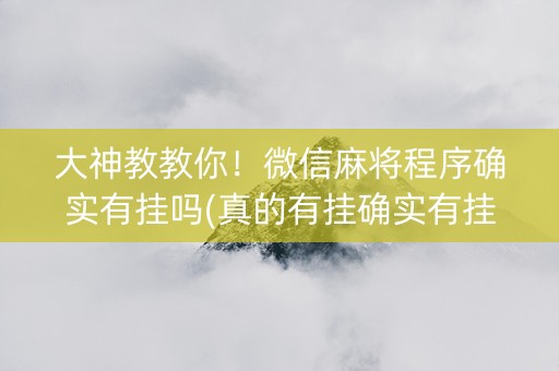 大神教教你！微信麻将程序确实有挂吗(真的有挂确实有挂)