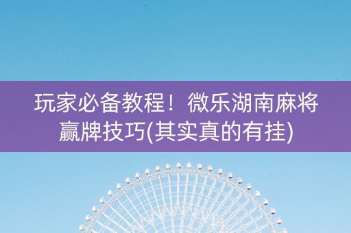 玩家必备教程！微乐湖南麻将赢牌技巧(其实真的有挂)