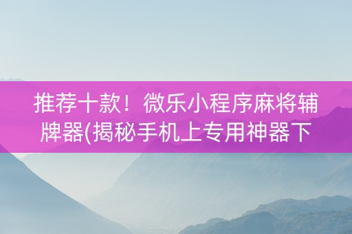 推荐十款！微乐小程序麻将辅牌器(揭秘手机上专用神器下载)