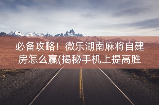 必备攻略！微乐湖南麻将自建房怎么赢(揭秘手机上提高胜率)