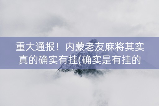 重大通报！内蒙老友麻将其实真的确实有挂(确实是有挂的)