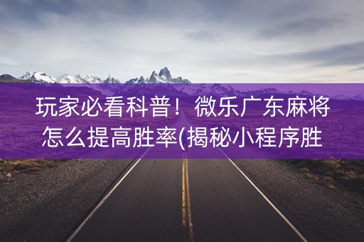 玩家必看科普！微乐广东麻将怎么提高胜率(揭秘小程序胜率到哪调)
