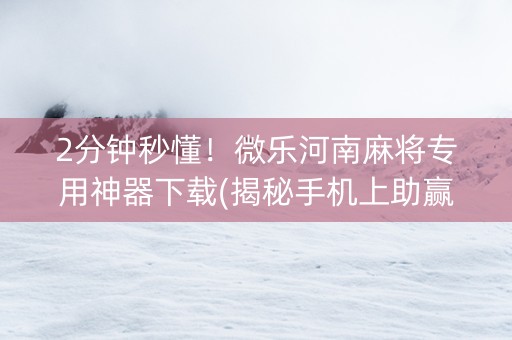 2分钟秒懂！微乐河南麻将专用神器下载(揭秘手机上助赢神器)