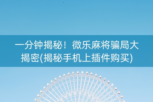 一分钟揭秘！微乐麻将骗局大揭密(揭秘手机上插件购买)