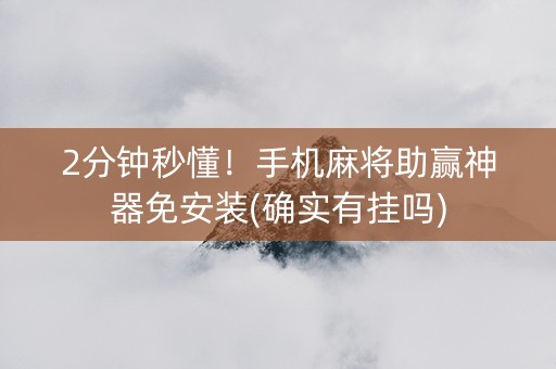 2分钟秒懂！手机麻将助赢神器免安装(确实有挂吗)